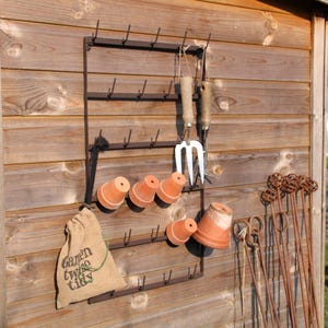 Metal Wall Storage Rack. Pot Dryer, Potting Shed Garden Tool Hanger.