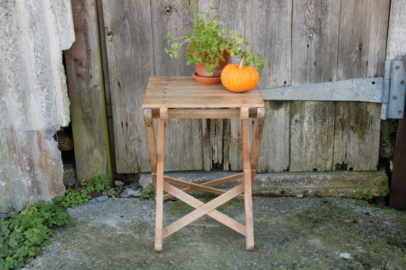 Old Vintage Small Brown Wooden Folding Stool, Plant Stand. 6 Etsy UK