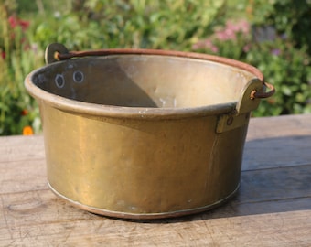 Old Antique Vintage Small Brass Cauldron Tub Container. Garden Planter. #4