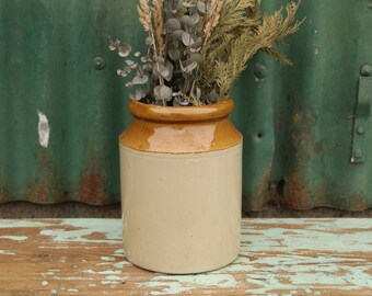 Vintage Old Rustic Country Stoneware Jar. Cut Flower Vase. Utensil Pot. #4