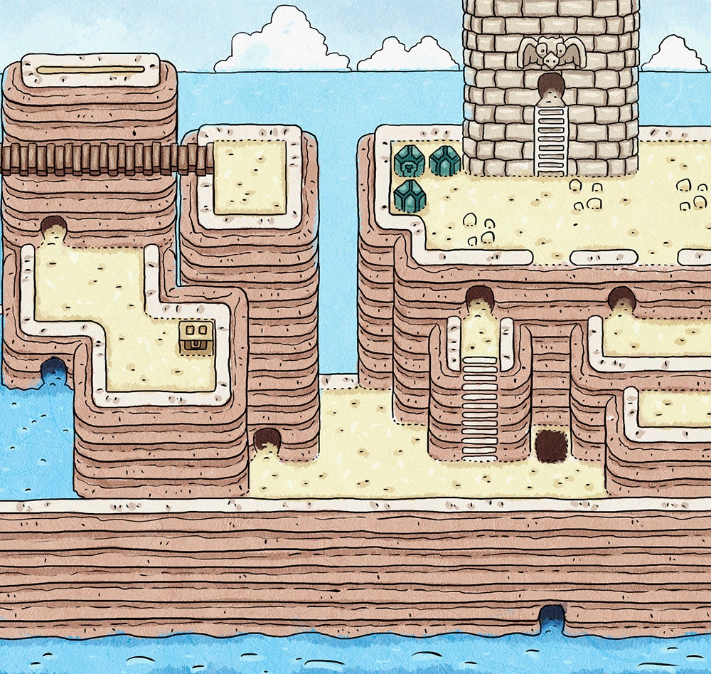 The Legend of Zelda: Link's Awakening full Hand Drawn Map - Etsy