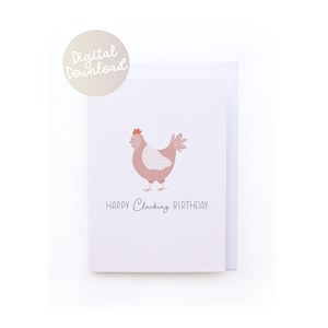 Karte Huhn - Happy Glucker Geburtstag Huhn Karte, Sofortige Geburtstagskarte Lustiger Humor, printable Download, Druck von zu Hause aus