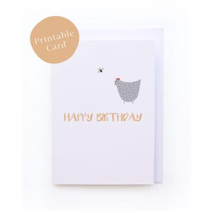 Druckbare Huhn Karte, alles Gute zum Geburtstag Huhn Karte, Feier Sofortiger Karte, A6 Karte, Druck von zu Hause aus
