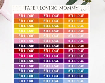 BILL DUE Headers | Planner Stickers | 0797