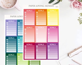 Goals Sidebar Stickers | Planner Stickers | 1011