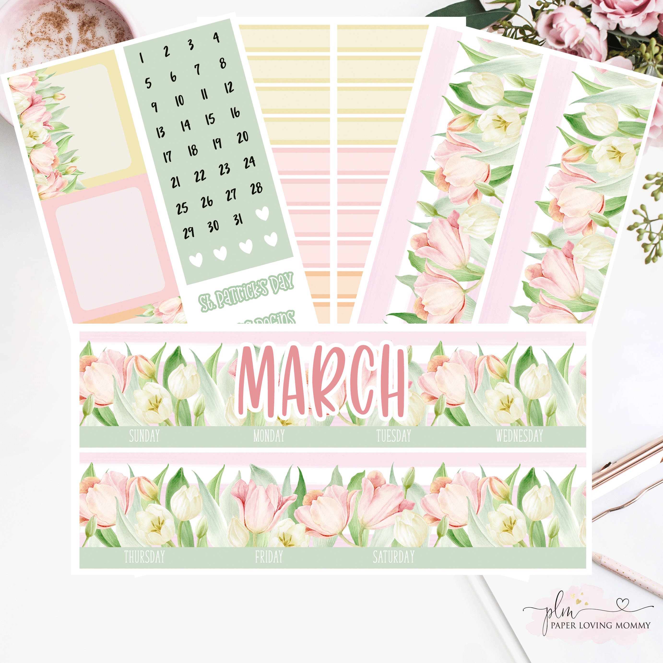 EC 7x9 MARCH Monthly Kit | Planner Stickers |  2001