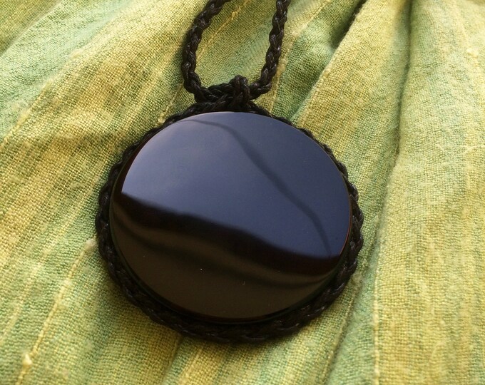 Obsidian Mirror Pendant Obsidian Pendant Necklace Obsidian Sun Visor Etsy