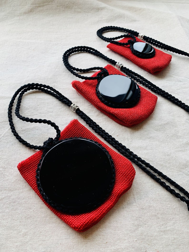 Obsidian Mirror Pendant Obsidian Pendant Necklace Obsidian Etsy