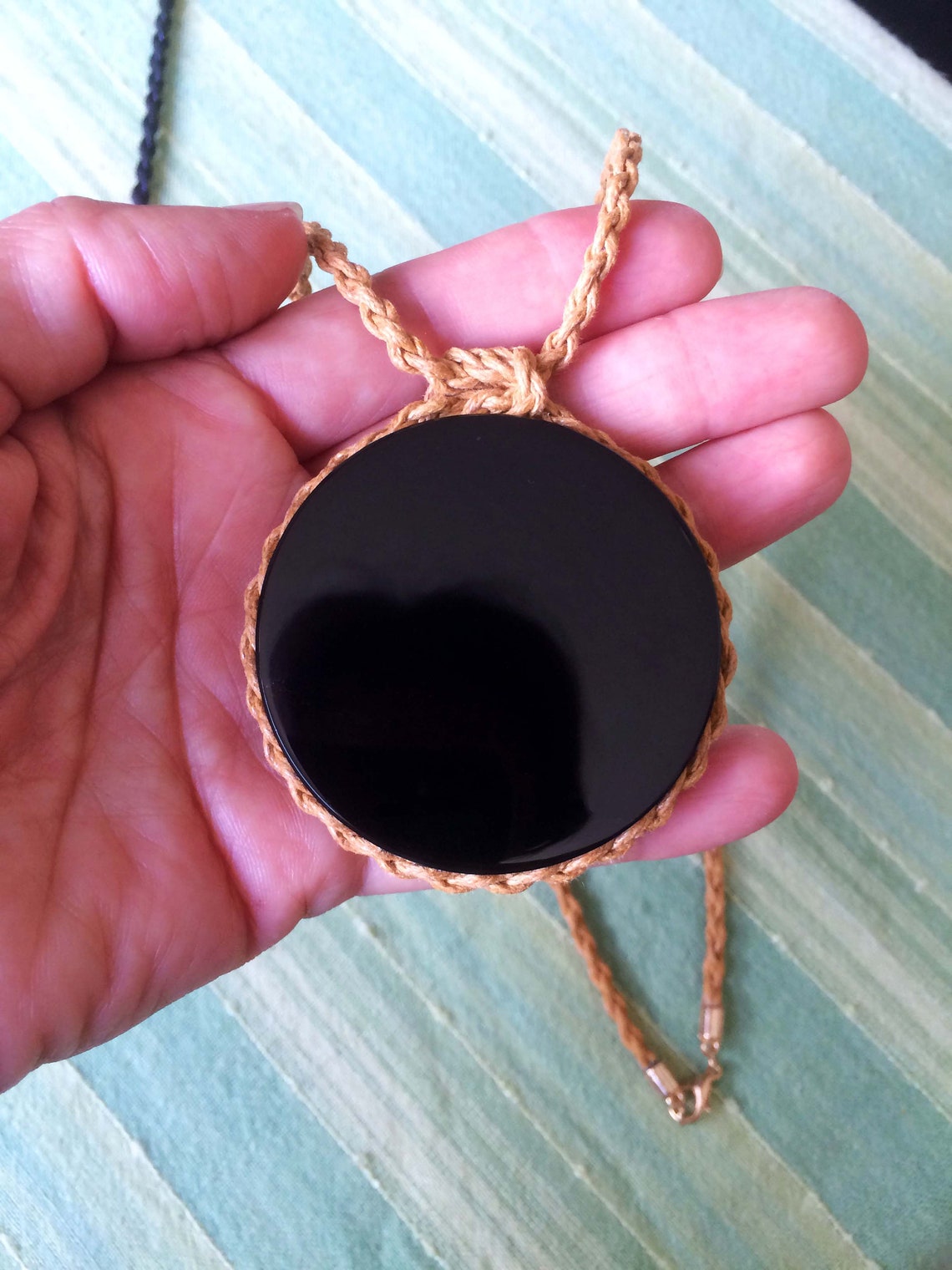Espejo de Obsidiana colgante Collar Colgante de Obsidiana Etsy