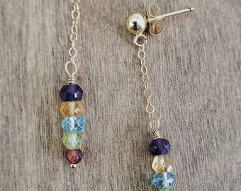 Multi Natural Gemstone & Gold Filled Earrings