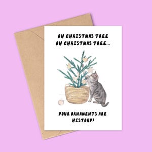 Oh Christmas Tree Funny Cat-kerstkaart