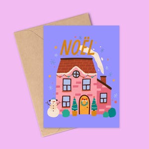 Cartão de Natal estilo Noel Scandi, ilustração fofa e bonita