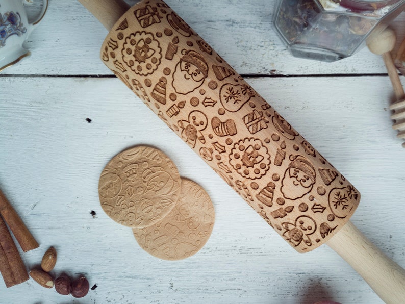 Christmas Ornaments Rolling Pin. Christmas Ornaments Pattern. Etsy