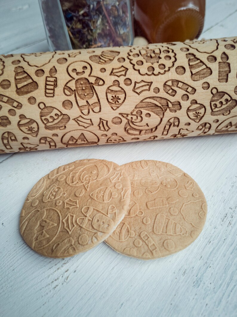 Christmas Ornaments Rolling Pin. Christmas Ornaments Pattern. Etsy