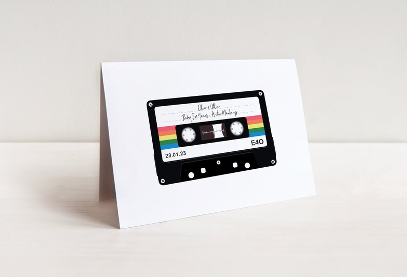 Cassette Tape Card Personalised Valentines Card Cute Valentines Cards Mixed Tape Personalised Wedding Card Unique Valentines Card image 2