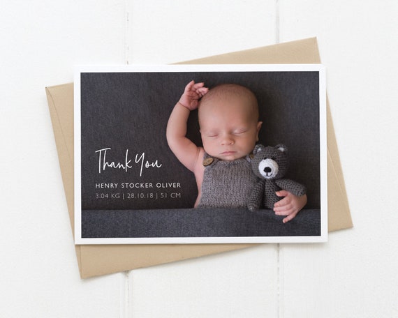 New Baby Thank You Cards Birth Announcement Thank You Cards Etsy