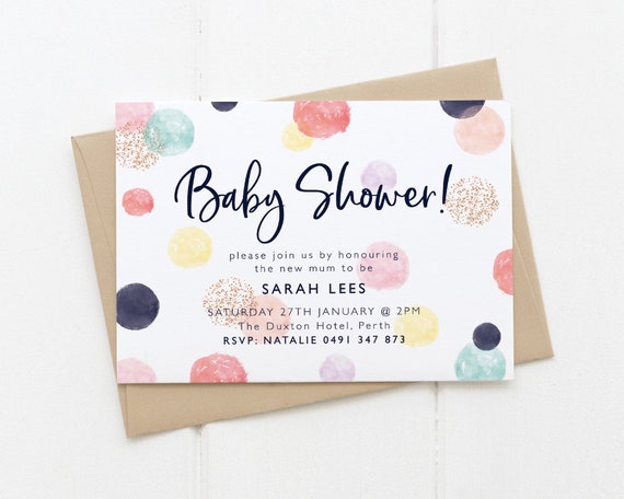 Watercolour Baby Shower Invite Baby Shower Invitations Etsy