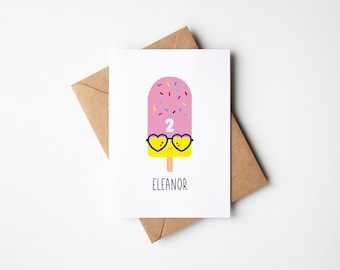 Personalised Ice Lolly Birthday Card | Lolly Birthday Card | Ice Lolly Card | Personalised 1st Birthday Cards | Birthday Card | Girl