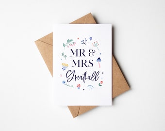 Personalised Floral Wedding Card | Wedding Day Card | Personalised Wedding Cards | Custom Wedding Card | Wedding Cards | Wedding Flowers