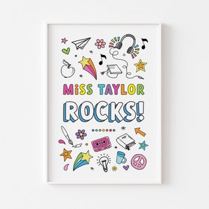 Teacher Rocks Print | Personalised Teacher Print | Personalised Teacher Gifts | Teacher Thank You | Teacher Print | End of Year Teacher Gift