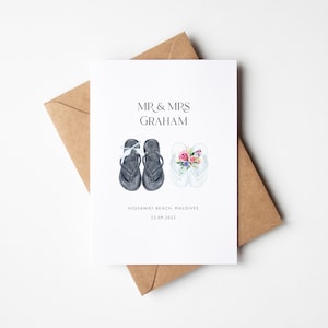 Personalised Beach Wedding Card | Beach Wedding Cards | Beach Wedding Cards | Wedding Flip Flops | Wedding Thongs | Beach Wedding Card