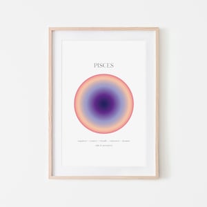 Pisces Aura Print Star Sign Prints Zodiac Prints Pisces Gifts Horoscope Prints Gifts for Pisceans Aura Special Gifts image 1