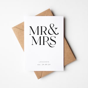 Carte de mariage personnalisée | Carte M. et Mme | Carte de mariage moderne | Cartes de mariage personnalisées | Cartes de mariage personnalisées | Cartes de mariage | Taper