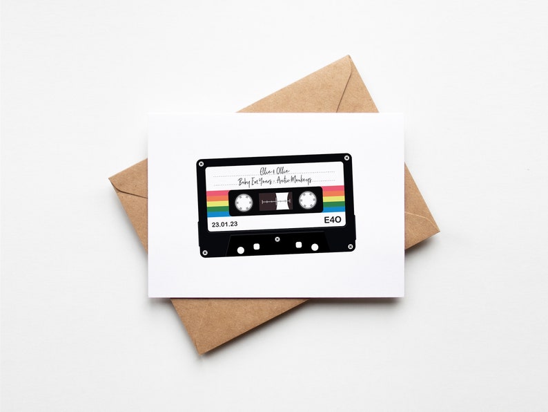 Cassette Tape Card Personalised Valentines Card Cute Valentines Cards Mixed Tape Personalised Wedding Card Unique Valentines Card image 1