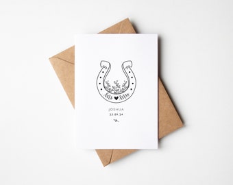 Personalised Horseshoe Wedding Card | Mr & Mrs Card | Wedding Day Card | Personalised Wedding Cards | Wedding Cards | Lucky Wedding Cards