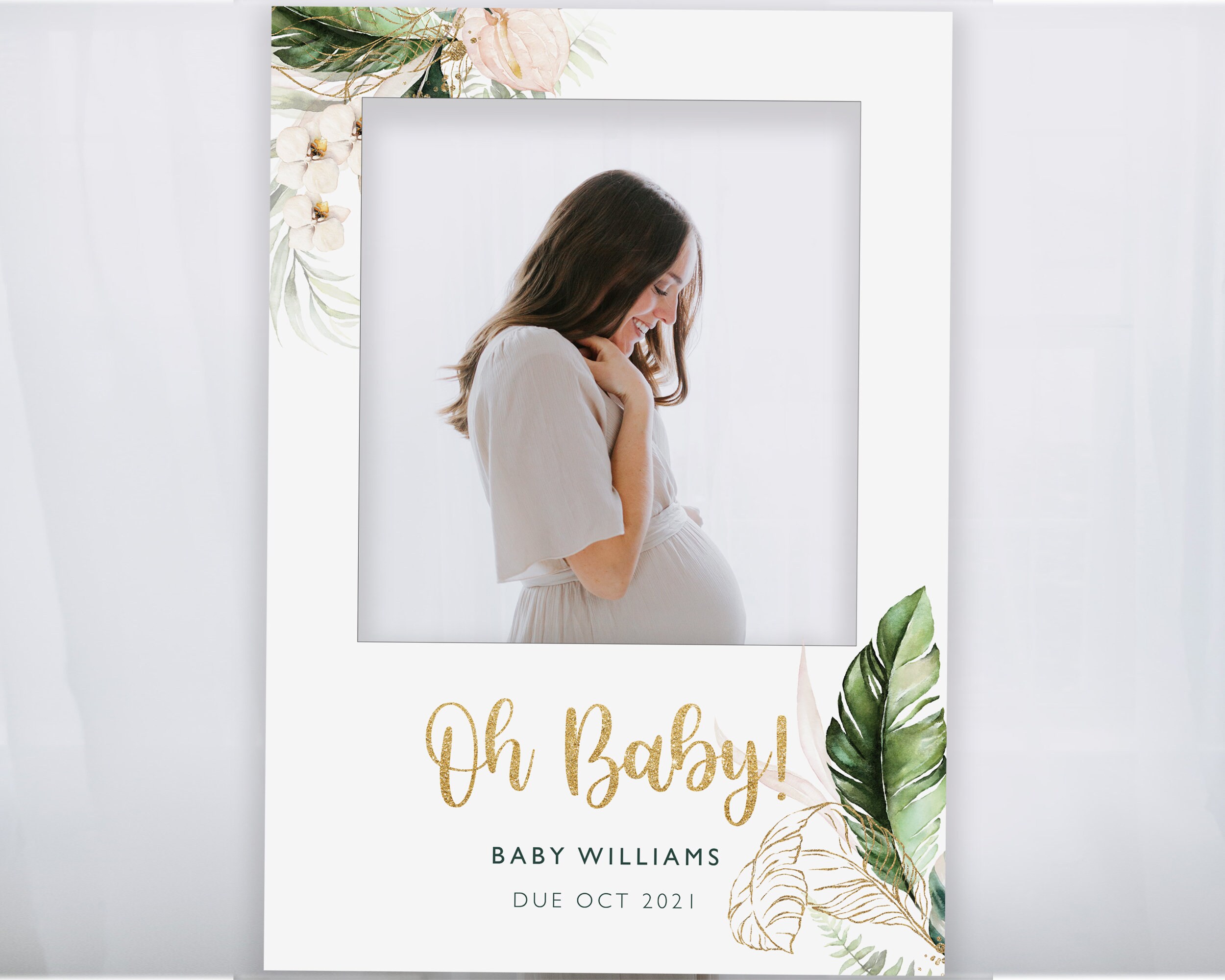 Green & Gold Baby Shower Photo Frame Baby Shower Photo Booth Etsy