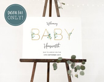 Baby Shower Welcome Sign | Baby Shower Signs | Welcome Signs | Eucalyptus Welcome Sign | Baby Shower Welcome Signs | Baby Shower Decor