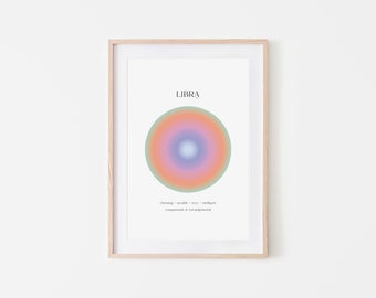 Libra Aura Print | Star Sign Prints | Zodiac Prints | Libra Gifts | Horoscope Prints | Gifts for Libras | Aura | Special Gifts