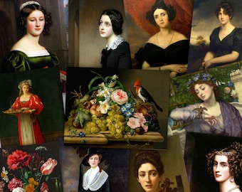 Victorian Women Portrait Art: Old Masters Digital PNG (Instant Download)