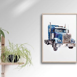 Watercolor Semi Truck Clipart: 14 PNG Images (Digital Download) image 4