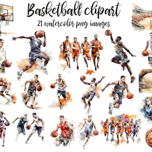 Basketball Clipart, Basketball Aquarell, Basketball-Set Clipart, Sport Clipart, Basketball-Illustration, Basketball-Bild Kaufen Sie 2 erhalten Sie 1 GRATIS