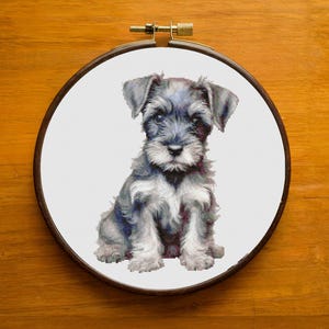 Schnauzer Cross Stitch Pattern PDF, Beautiful Schnauzer Design for Home Decor, Puppy Cross Stitch Hand Embroidery, Instant Download