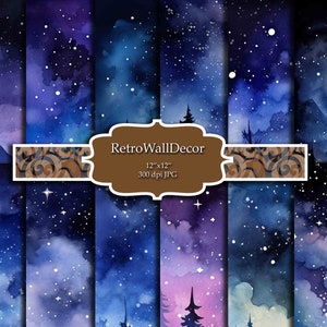 Digitales Papier Himmel, Mitternacht Himmel Papier, Sternennacht Papier, Himmel Hintergrund, Nacht Himmel Hintergrund, bewölkter Himmel Papier 12x12 Kaufen 2 Get 1 FREE
