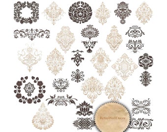 Vintage Ornament Clip Art: Swirls, Curls, Flourishes (PNG Digital Download)