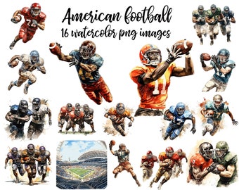 American football, Football clipart, Football watercolor, Football set clipart, Sport clipart, Football image Printable art Buy 2 Get 1 FREE