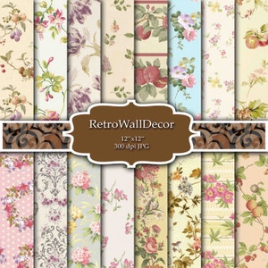 Blumen Digitales Papier, Blumen Digitales Papier, Blumen Hintergrund, Rosen Digitales Papier, Shabby Chic Blumenmuster, Papier 12x12 Kaufen 2 Get 1 FREE