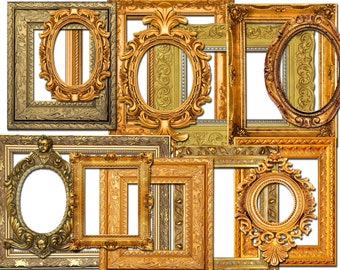 Digital frame, Vintage Gold Frames, Vintage Frames, Frames clipart, Shabby vintage, Golden frame, Vintage Clip Art Buy 2 Get 1 FREE