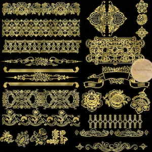 Ornement en or, clipart or, clipart bordure or, séparateur de texte or, séparateur de ligne or, clipart ornement, achetez-en 2, obtenez-en 1 gratuit