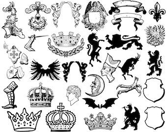 Heraldry Silhouette, Heraldic ClipArt, Heraldic SVG, Heraldry clipart, Heraldry svg, Heraldic cut file, Heraldic cricut  Buy 2 Get 1 FREE