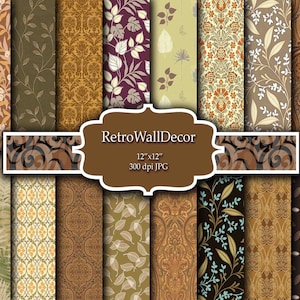 Papel digital de otoño, colores de otoño, fondo de otoño, papel digital de otoño, patrones de otoño, papel de estilo vintage 12x12 Comprar 2 Obtener 1 GRATIS