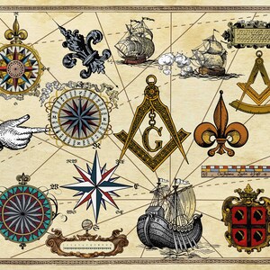 Maritime Clipart, Segelboot Clipart, Segelboot Clipart, Ozean Clipart, Meer Clipart, Alte Marine Karte, Marine Symbole, Sextant Kaufen 2 Get 1 FREE