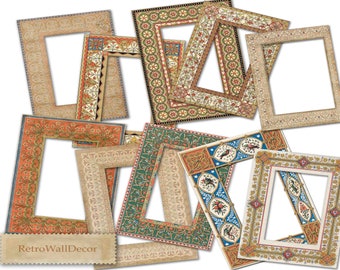 Vintage Frames Clipart, Shabby Chic Photo Frames (Digital Download)