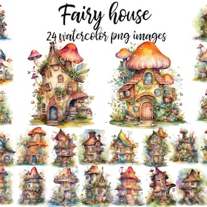 Imágenes prediseñadas de la casa de hadas, imágenes prediseñadas de acuarela, imagen de la casa de hadas, cabaña mágica, acuarela de la casa de hadas, vivero de la casa de hadas Compre 2 Obtenga 1 GRATIS