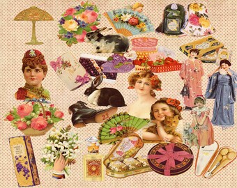 Victorian Women, Victorian Drawings, Victorian Scraps Clipart, Vintage Digital Clipart, Vintage Fashion vintage accessories Buy 2 Get 1 Free