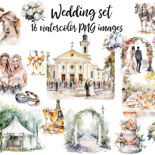 Wedding clipart, Wedding watercolor, Wedding set clipart, marriage clipart, love clipart, Wedding Party, Wedding image Buy 2 Get 1 FREE