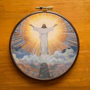 Jesus Ascending Cross Stitch Pattern PDF, Beautiful Jesus Design for Home Decor, Jesus Cross Stitch Hand Embroidery, Instant Download